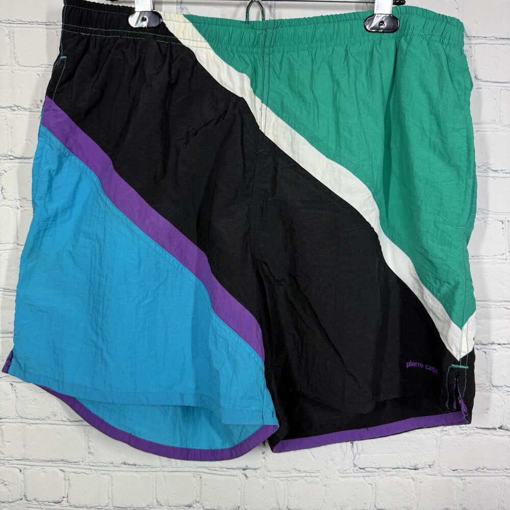 Vintage 90's Pierre Cardini  Trunks Shorts Men XL Colorblock Swim Retro Y2K Rare